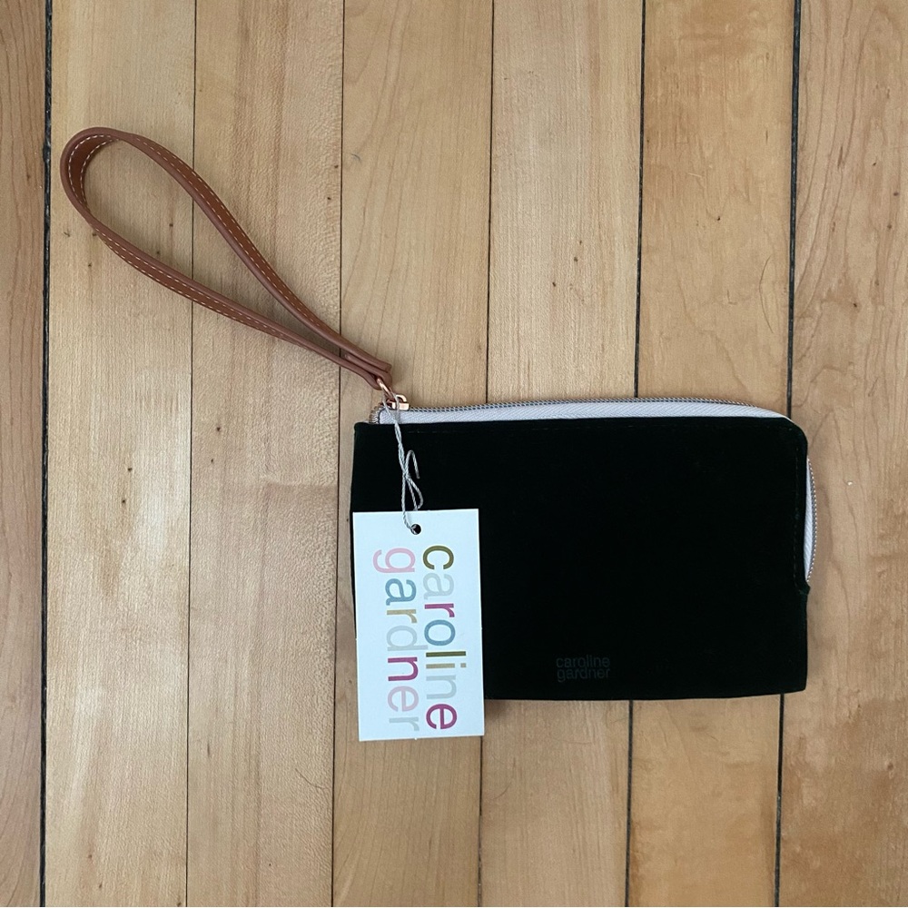 NWT Caroline Gardner Dark Green Velvet Wristlet